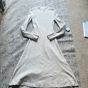 Victoria Beckham Cream Long Sleeve Dress